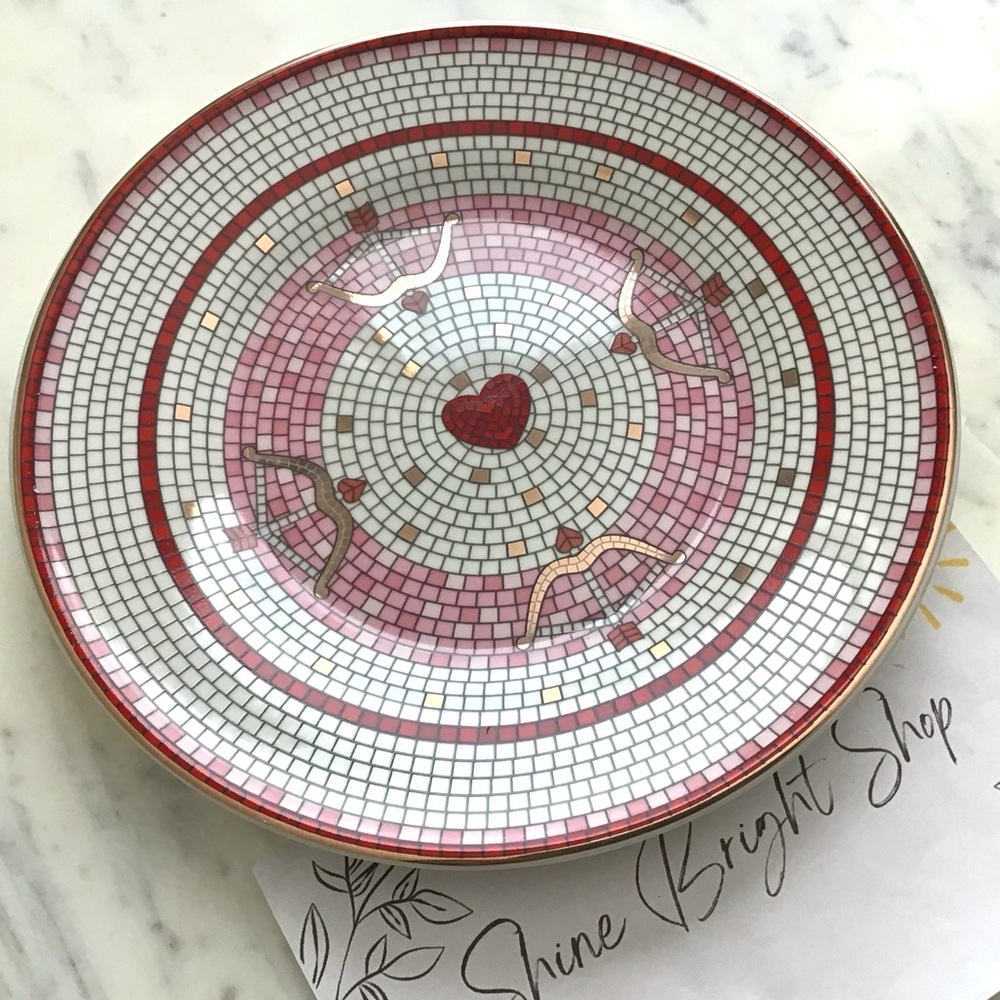 Anthropologie Bistro Tile Plate 24K Gold Decaled Glazed Stoneware New In Box